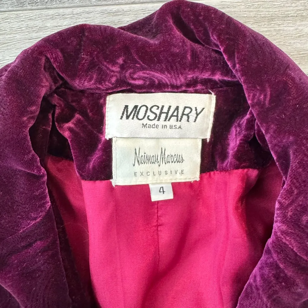 Vintage Moshary for Neiman Marcus purple embossed velvet blazer womens 4 L24 - Image 2