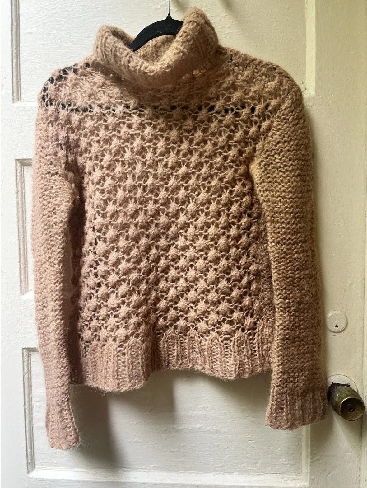 Womens Pink Turtleneck Sweater S Bubbles Geometric Soft Dainty Twee Coquette - Image 1