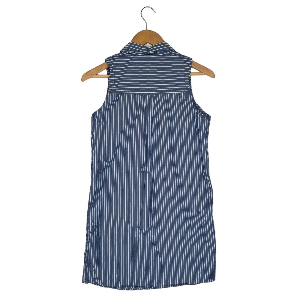 Abercrombie Fitch Dress Womens XS Sleeveless Striped Ruffle Henley Western Blue - Image 12