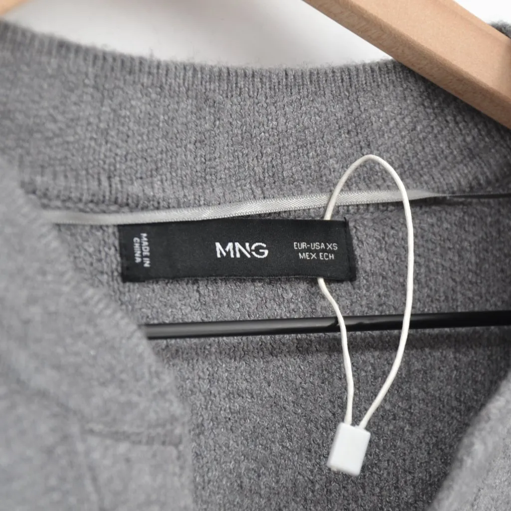 Mango Knitted Bomber Sweater Jacket Snap in Dark Heather Gray Women's XS - Image 6