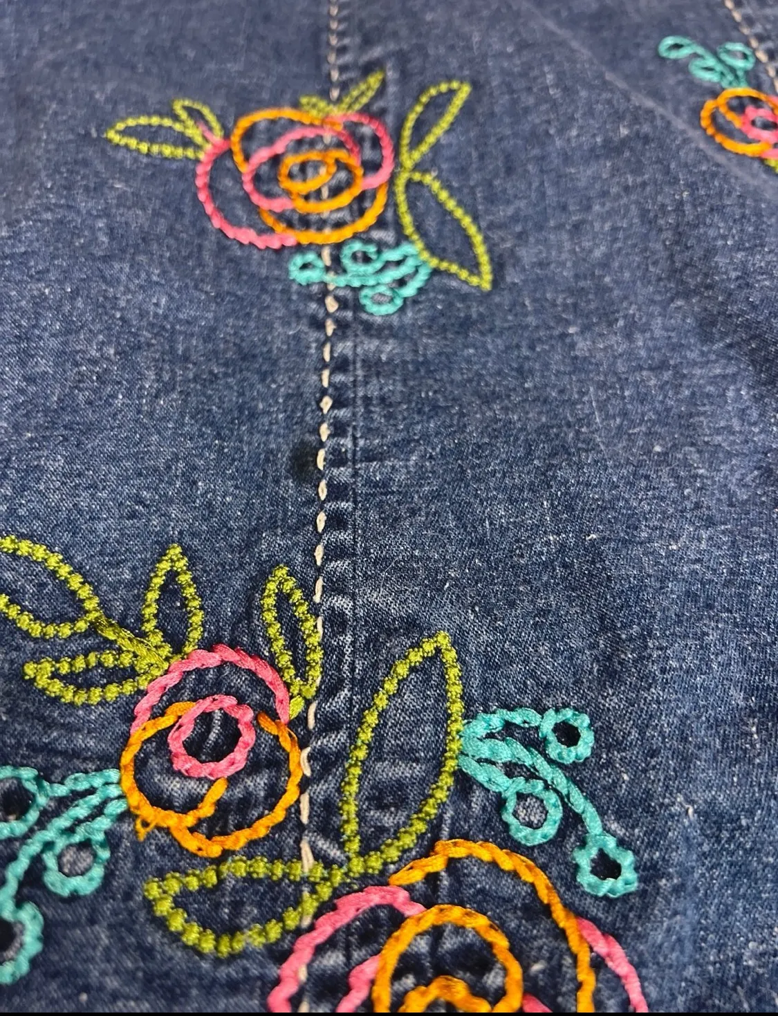 Embroidered Denim Skirt Multi Size 14 - Image 5