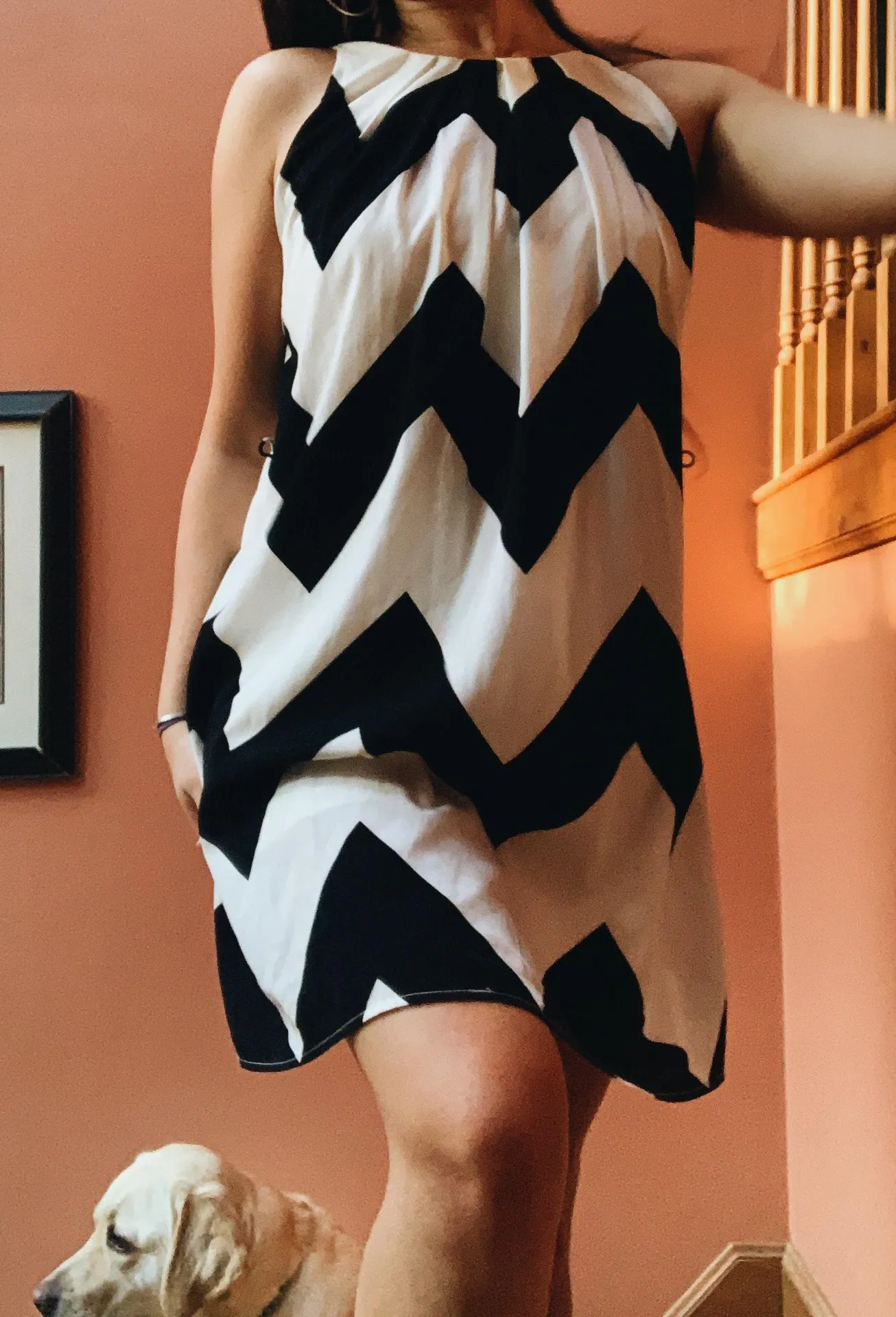 Pink Owl Black And White Patterned Dress - Image 2