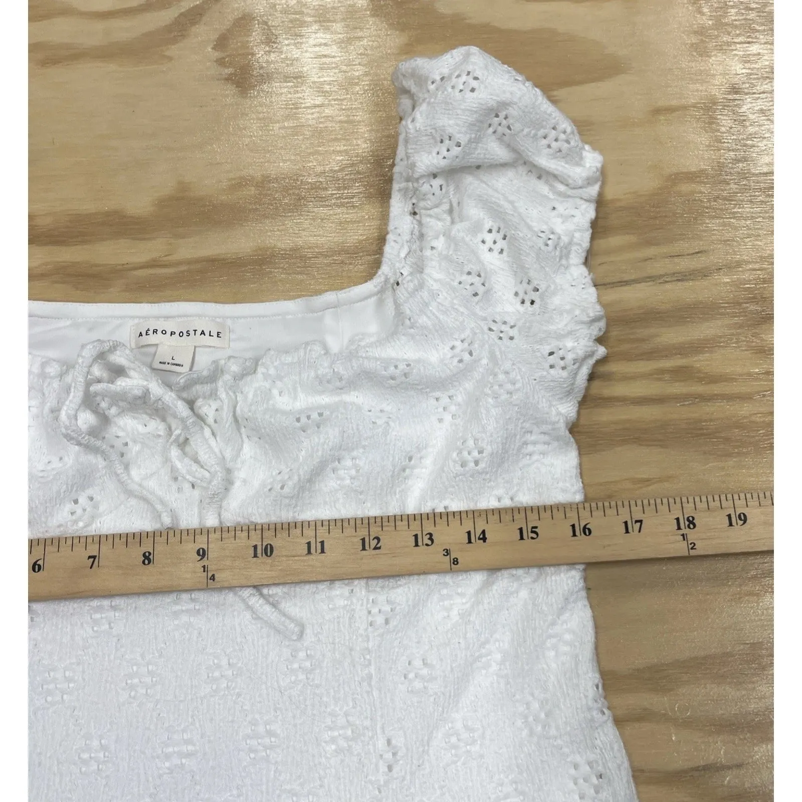 Aeropostale Milkmaid Babydoll Y2K Mini Dress White Size L Coquette Feminine - Image 10