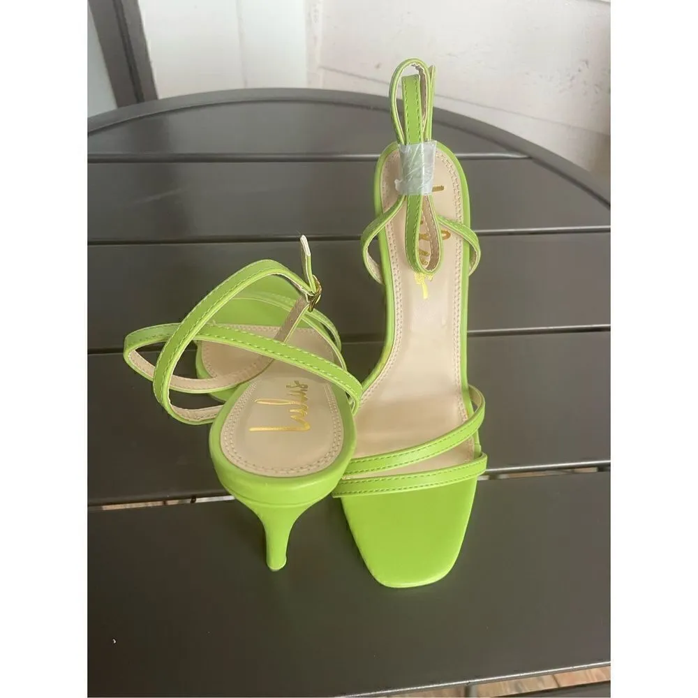 New Lulus Lianya Green Ankle Strappy Wrap Stiletto Shoes Size 7 - Image 5