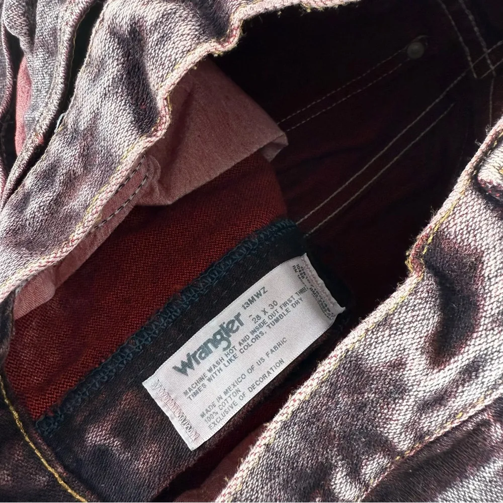 Urban Renewal Remade Wrangler Acid Wash Burgundy Jeans - Image 5