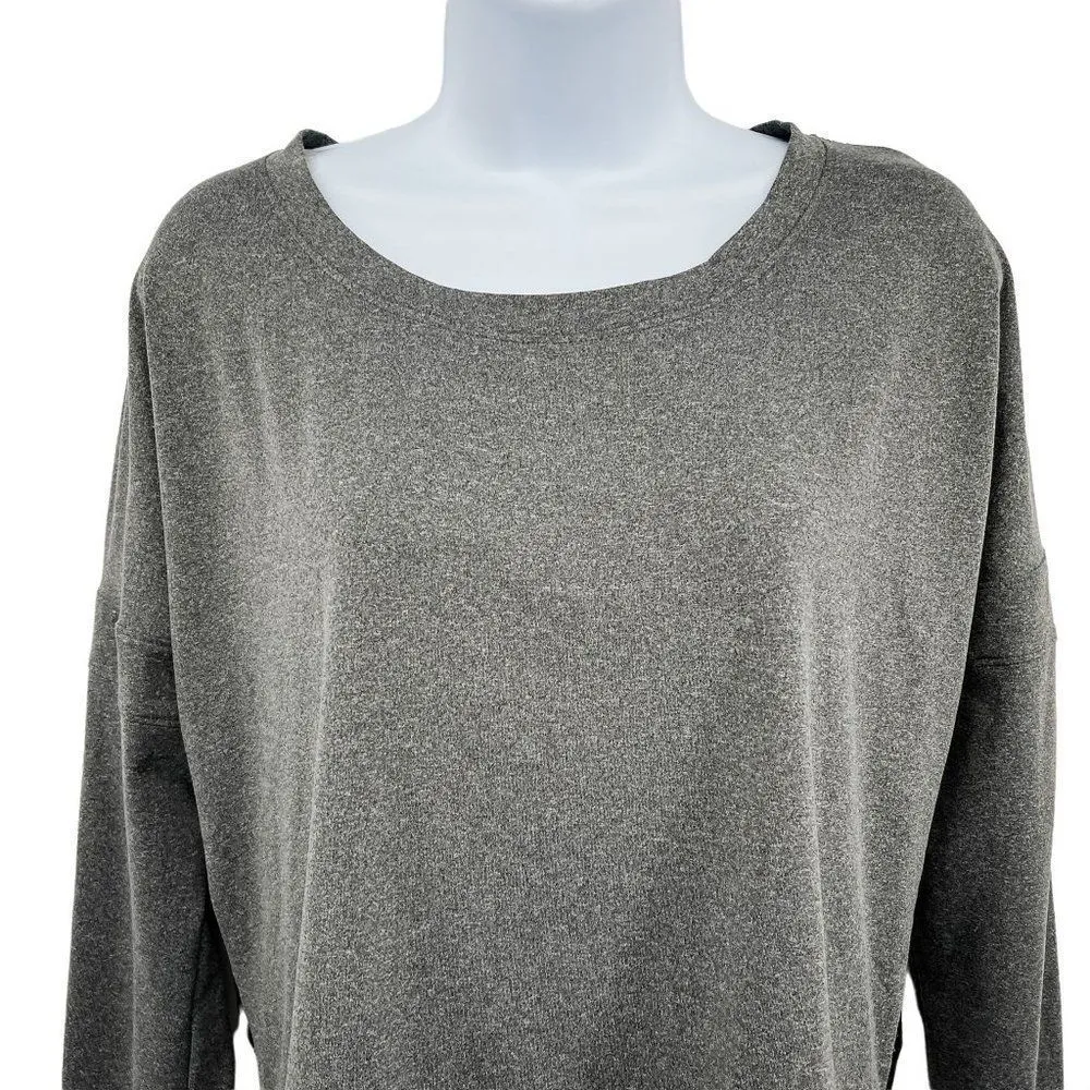 Balance Collection Athletic Top Long Sleeve Mesh Back Shirt Medium Gray Black - Image 4