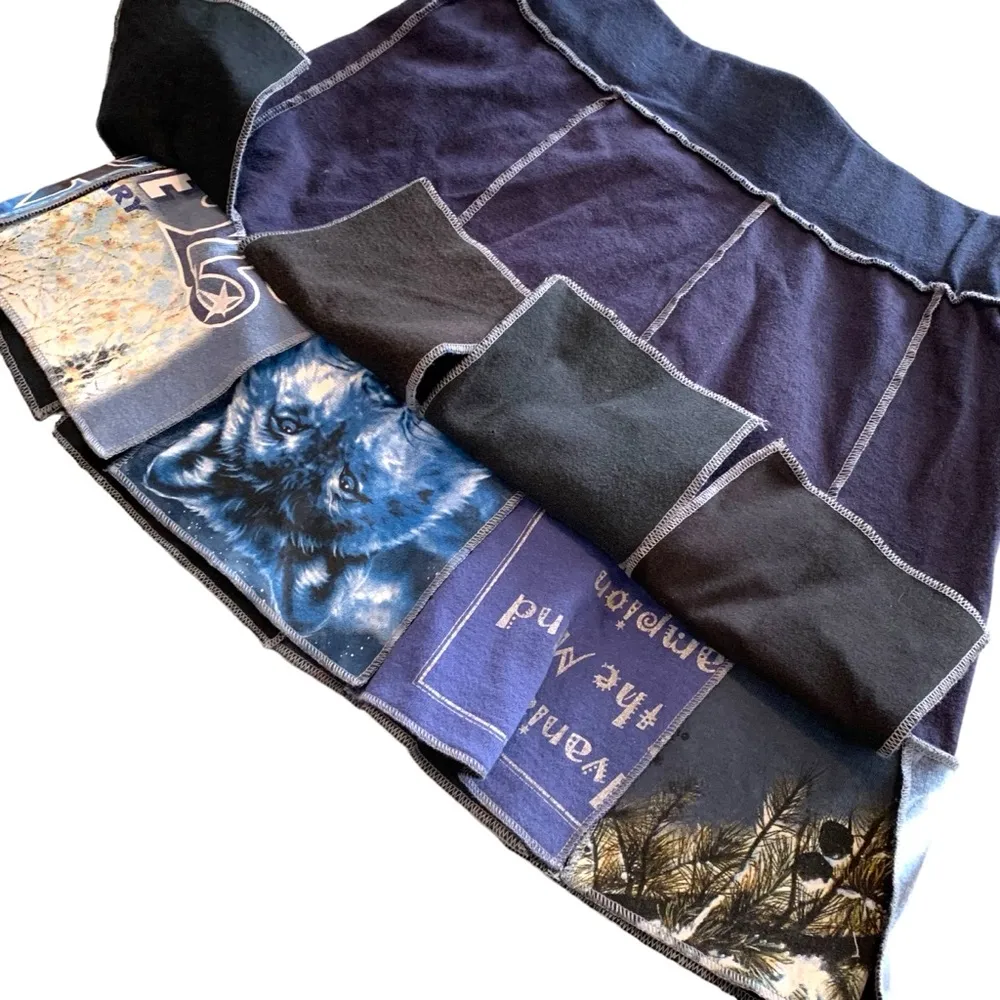 Pantaluna throwback vintage style patchwork comic book cartoon navy mini skirt Blue - Image 3