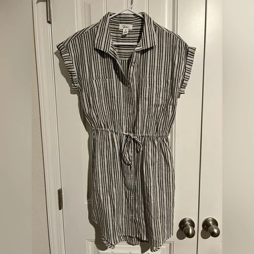 Striped Button Up Dress for women Black Size M - Image 3