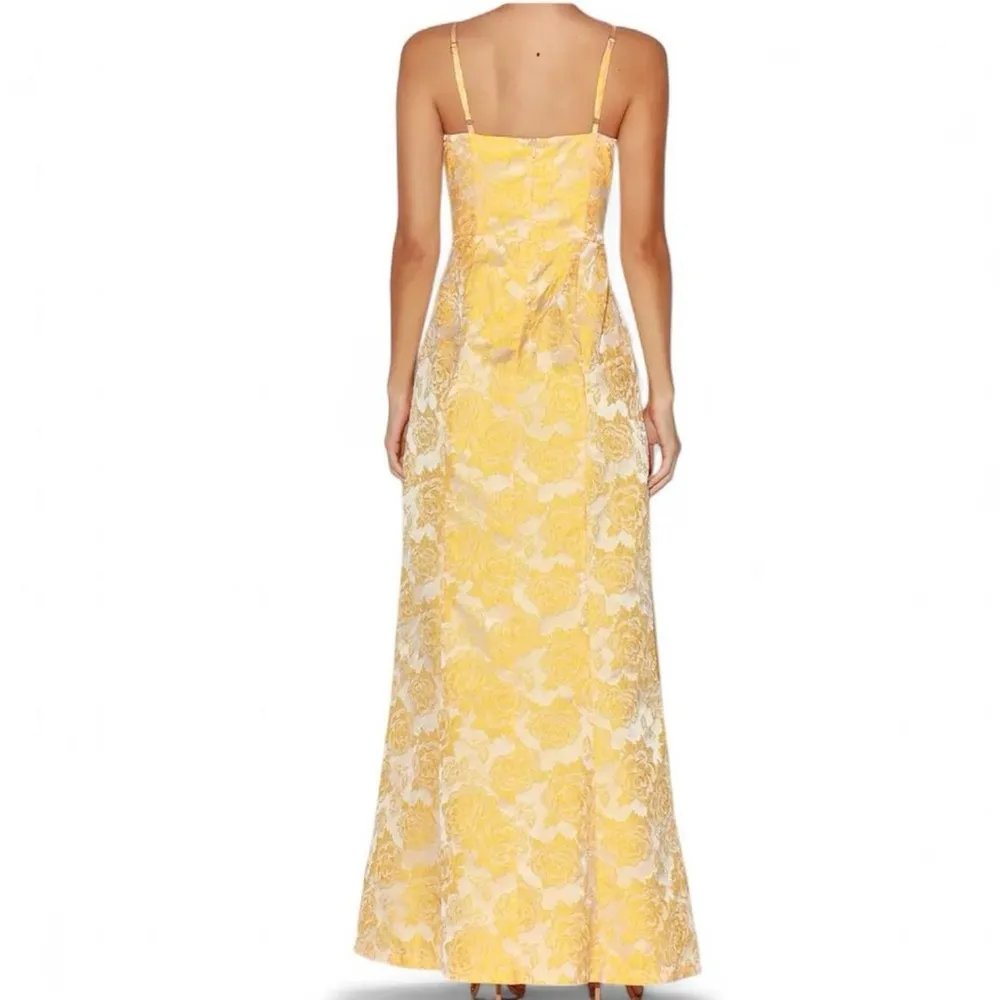 Lulus Bright Blooms Champagne Yellow Floral Jacquard Maxi Dress💛 Small - Image 2