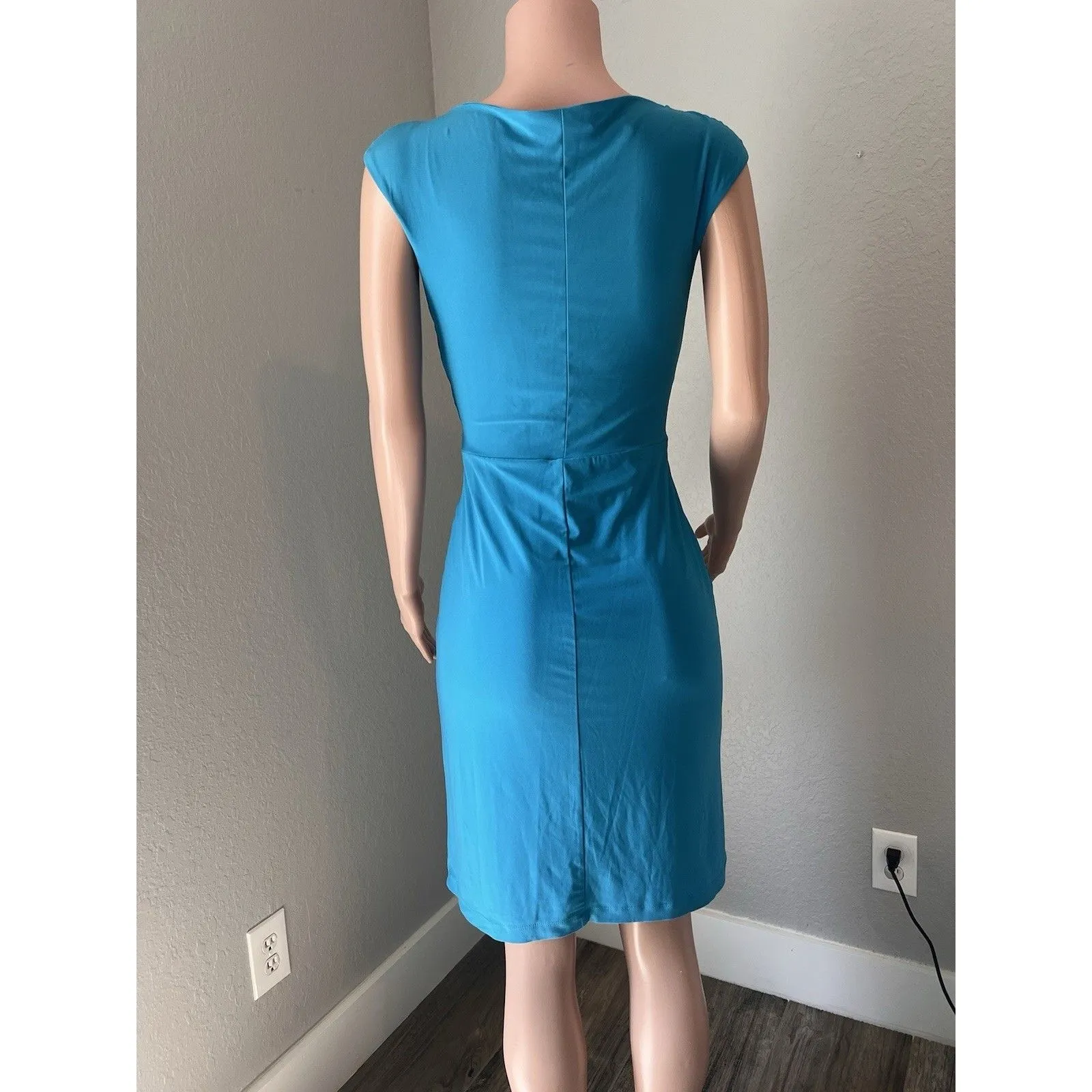 Lauren Ralph Dress Sz 8 BLUE Sheath Ruched Classic Evening Cocktail Formal #57 - Image 8