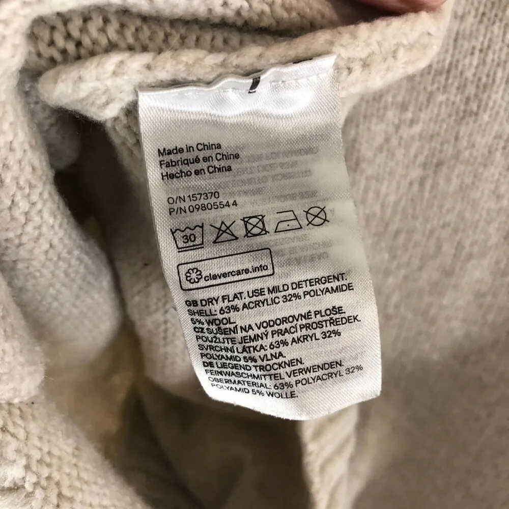 H&M Womens Cardigan Sweater Chunky Knit Wool Blend Beige XS - Image 5