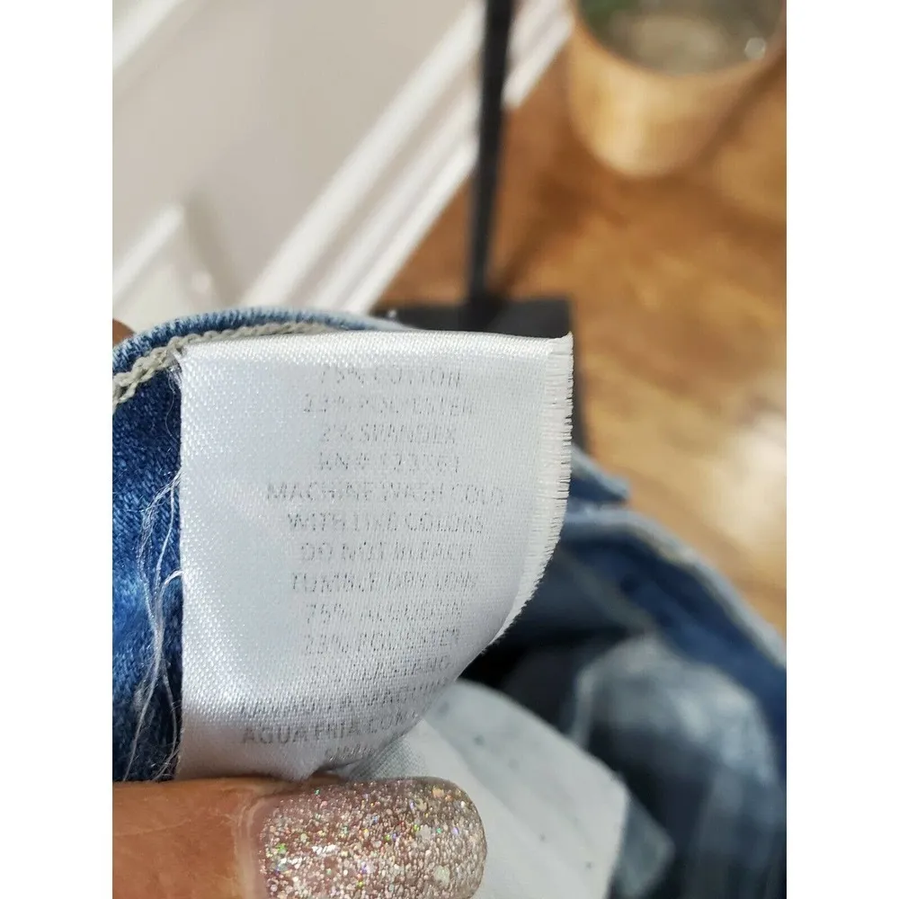 Mignon Women Blue Denim Cotton Blend Distressed A-Line Jean Skirt Size 1,2 & 3XL - Image 9