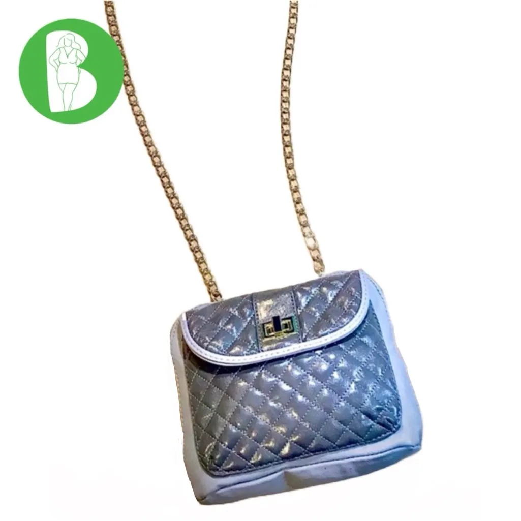 STEVE MADDEN GRAY FAUX LEATHER CROSSBODY PURSE WITH CHAIN STRAP - Image 2