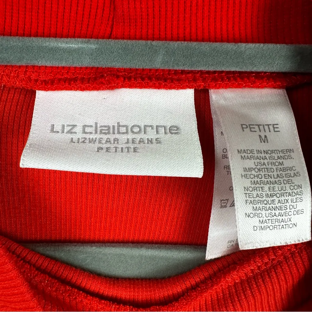 Vintage Liz Claiborne Lizwear Jeans Vibrant Red Mock Neck Shirt - Image 3
