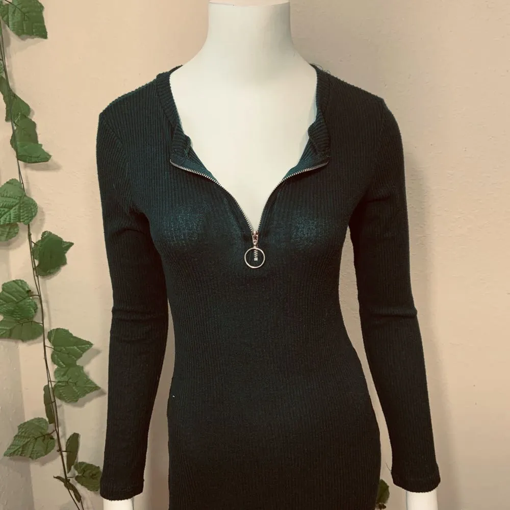 Heart Hips Green Sweater Henley Dress - Image 3