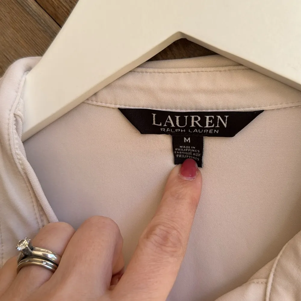 Lauren Ralph Lauren LRL black label white button down long sleeve blouse medium - Image 2