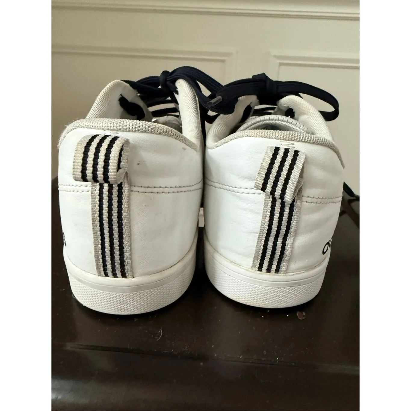 Adidas Neo Pace White Black 3 Stripe Leather Sneakers 9 - Image 5