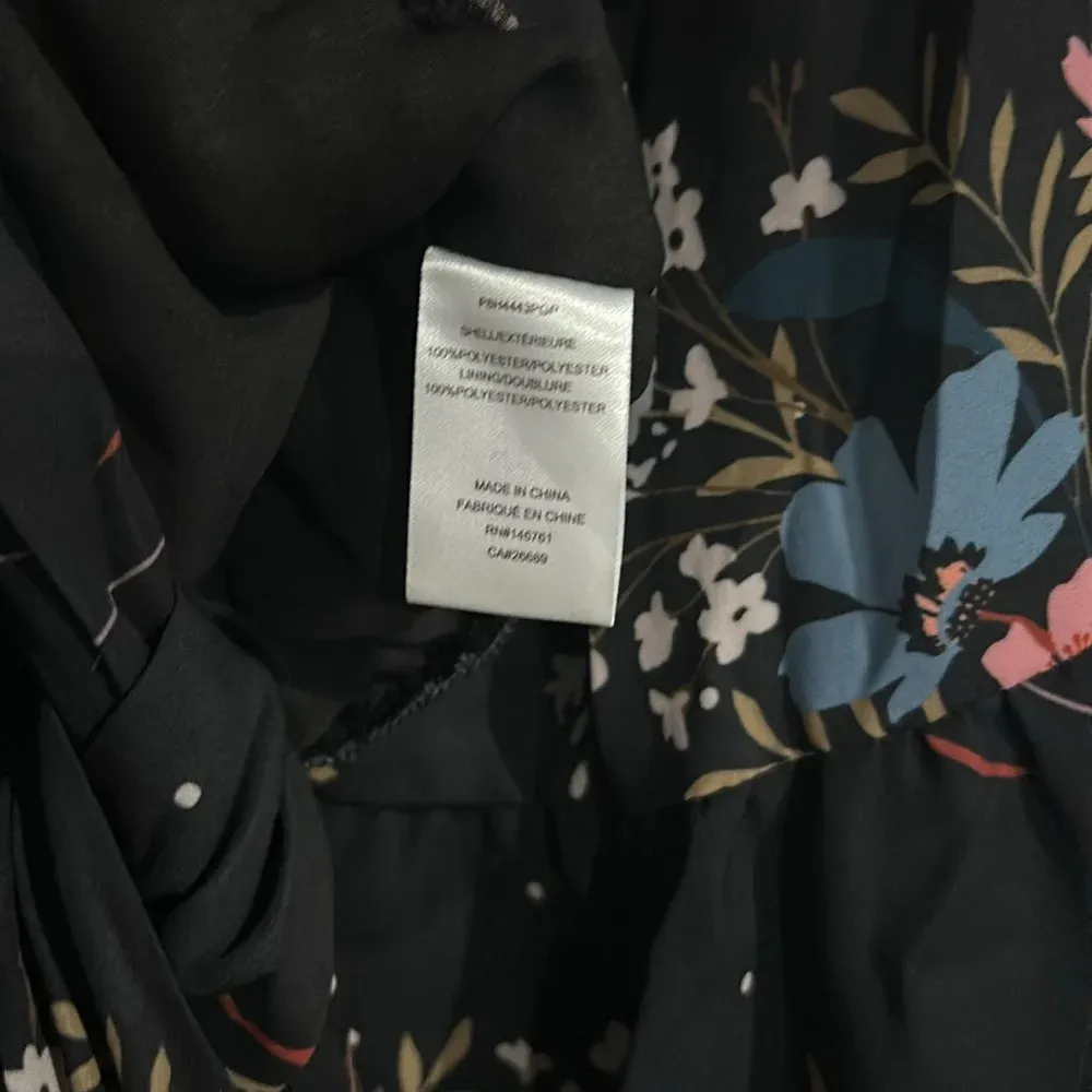 NWT Parker XS wild meadow black floral bell sleeve off shoulder crop tie front - Image 6