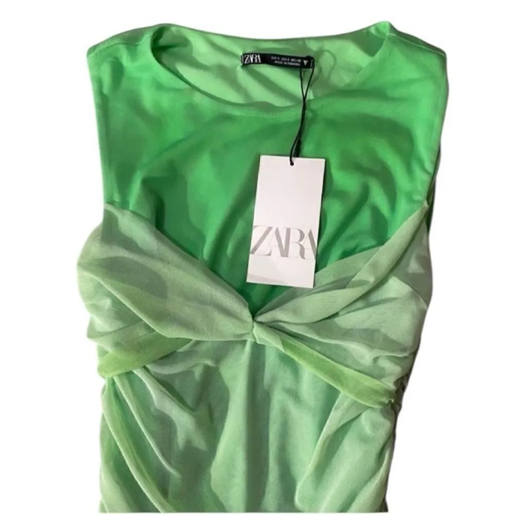 ZARA  Green Mini Tulle Dress (Size Medium) - Image 3