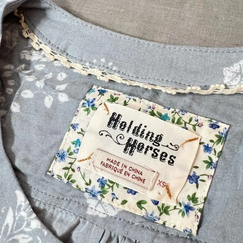 Anthropologie Holding Horses Gray Pavin Tiered 3/4 Sleeve Tunic Top Size XS - Image 9