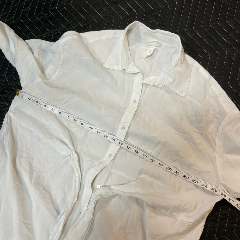 H&M Tie Front Relaxed Fit Maxi Shirt Dress in White Large - Image 8