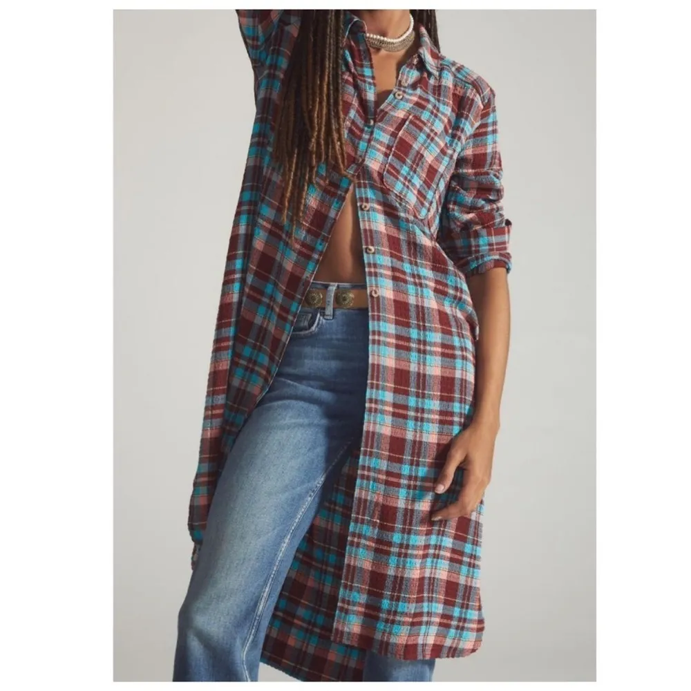 Pilcro Anthropologie Buttom Down Top Duster Side Slit Tunic - Image 2