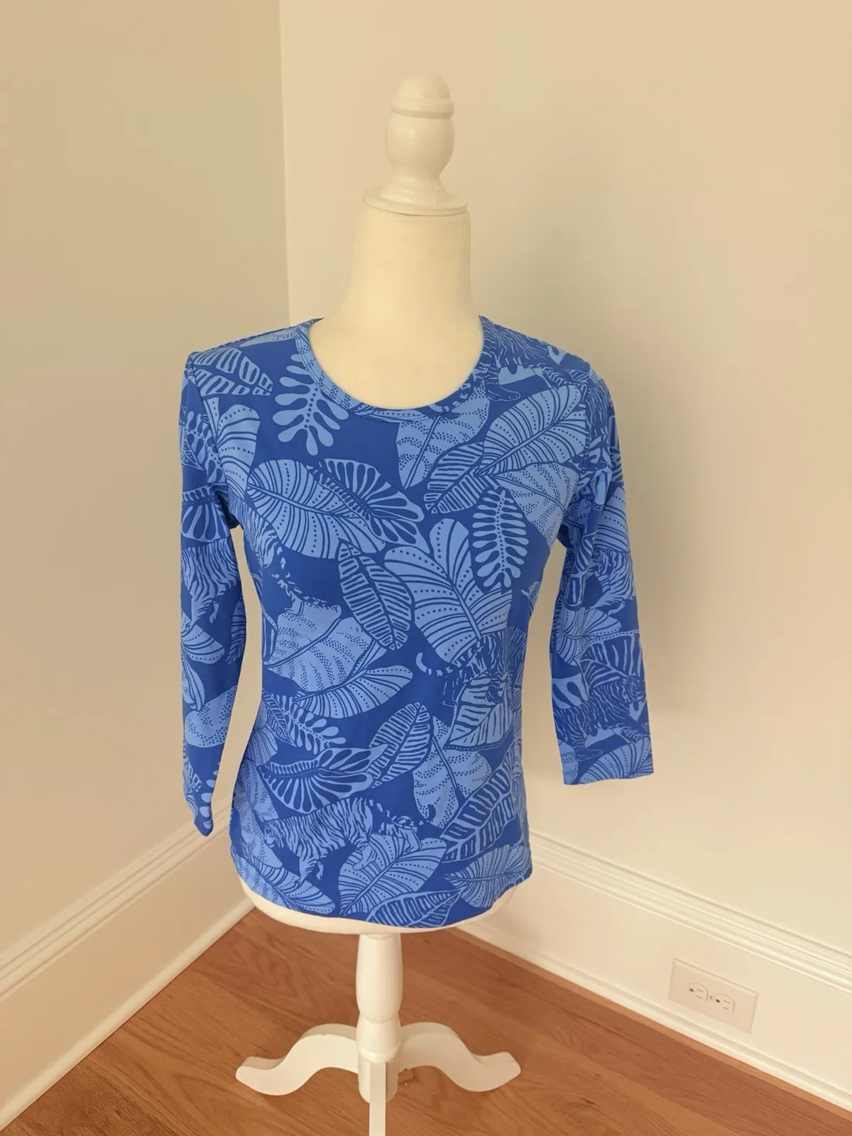 J. MCLAUGHLIN Signature Tee Sahara Palm Blue Women S Catalina Cloth 3/4 Sleeve - Image 12