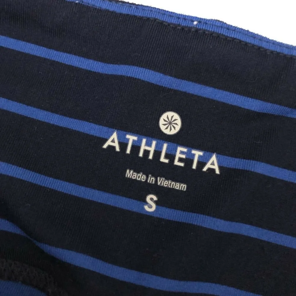 Athleta Leggings Pull On Stretch Low Rise Striped Navy Blue Size S - Image 3