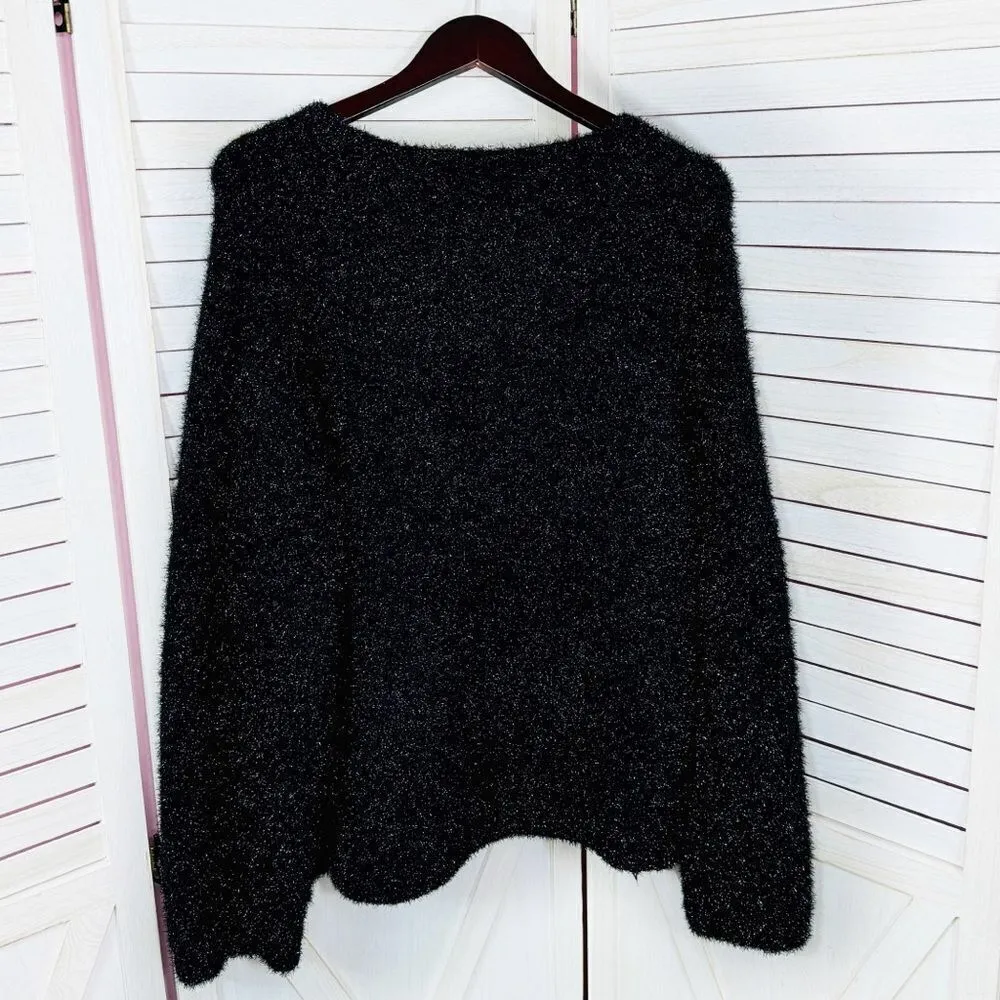 H&M Shimmer Oversized Wide Sleeve Sweater Black XS Pullover - Image 9