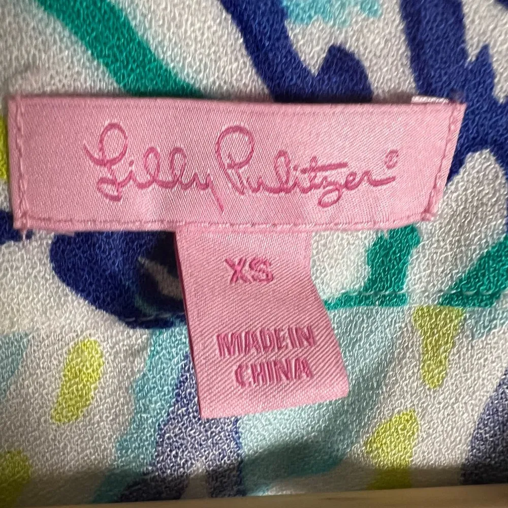 Lilly Pulitzer Achelle Pool Blue Stay Cool Print Flowy Swing Dress Size XS - Image 8