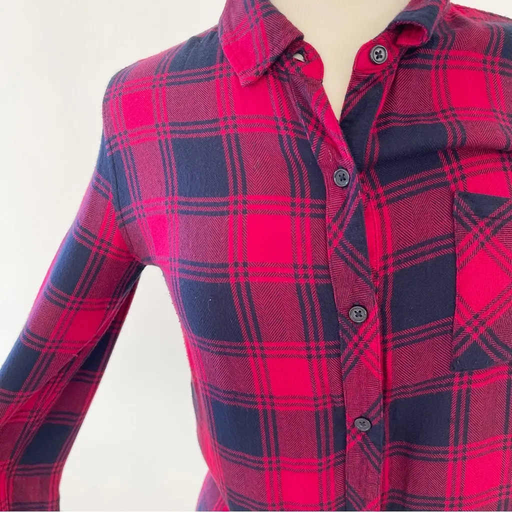 Rails Hunter Plaid Button-Down Shirt – Midnight Garnet (Red/Navy), Size XS - Image 9