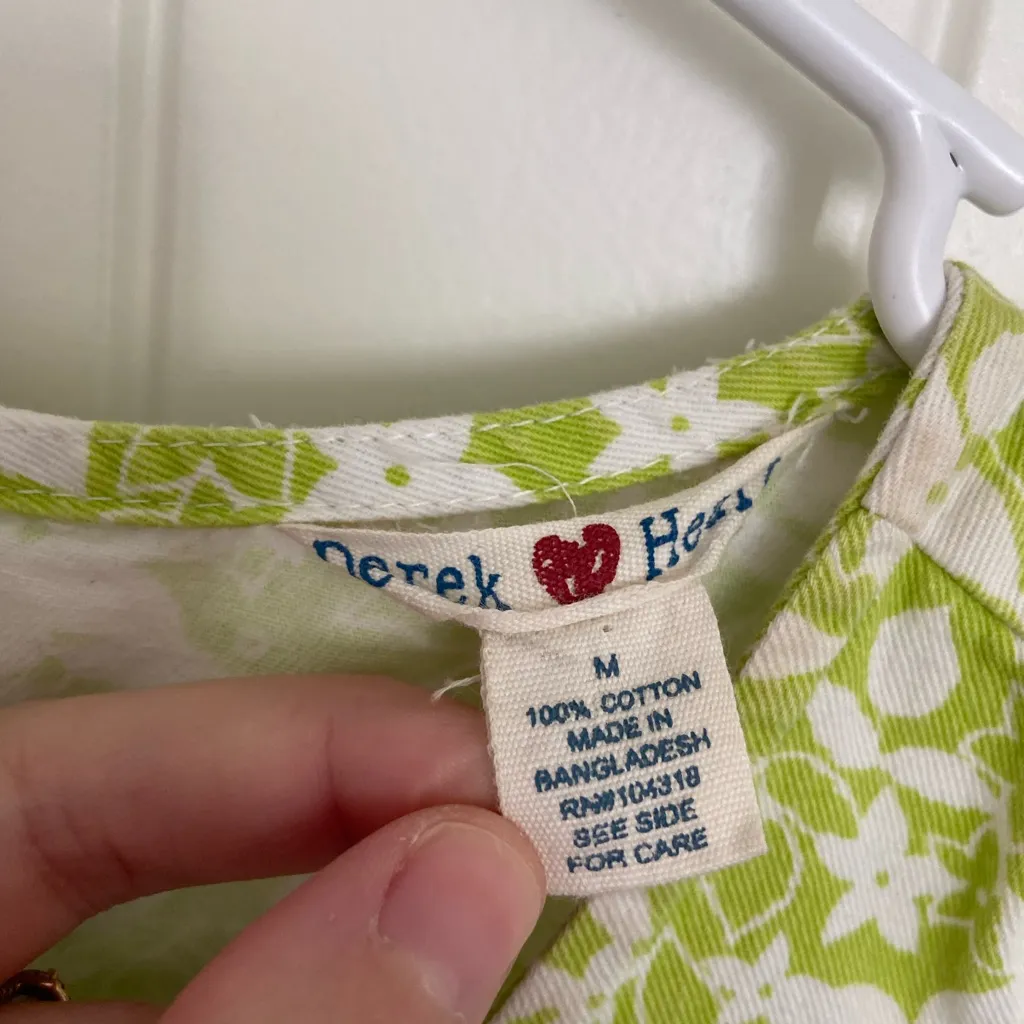 Derek Heart women’s green‎ white floral print sleeveless zip flare dress medium - Image 3