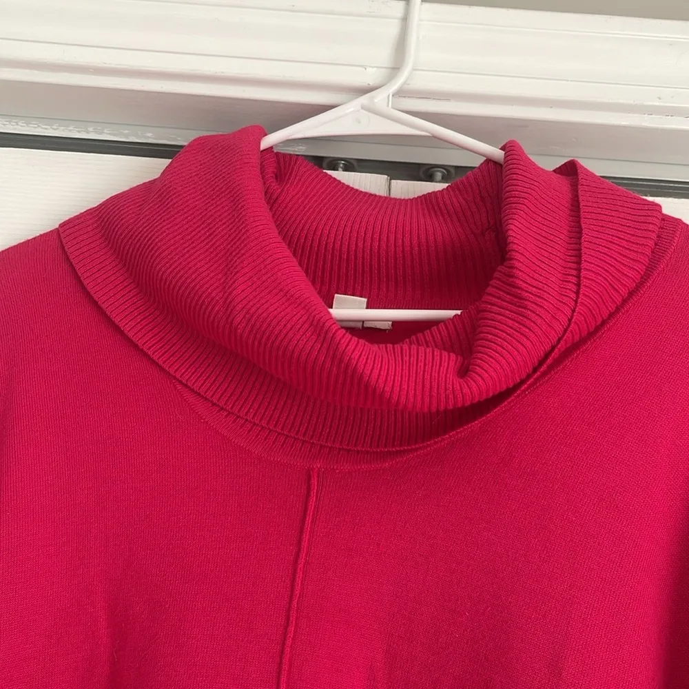 Pink Tunic Crowl Turtleneck Sweater Slit Side Oversized - Image 5