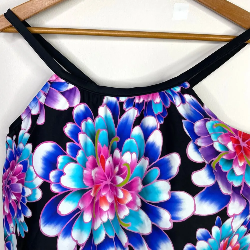 Maxine of Hollywood Mums The Word High Neck Ruffle Tankini Top Floral 18W 18 New - Image 3