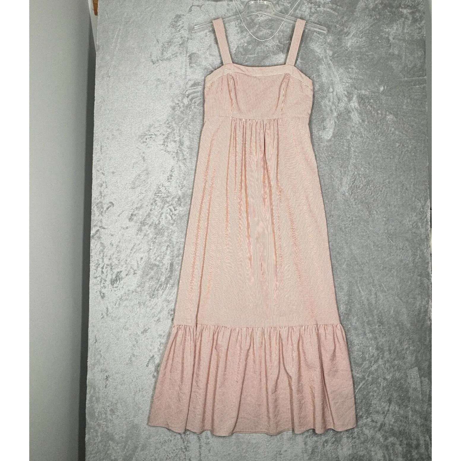 Waverly Grey Dress Womens Medium Orange‎ Cream Striped Tiered Peasant Bohemian Orange - Image 2