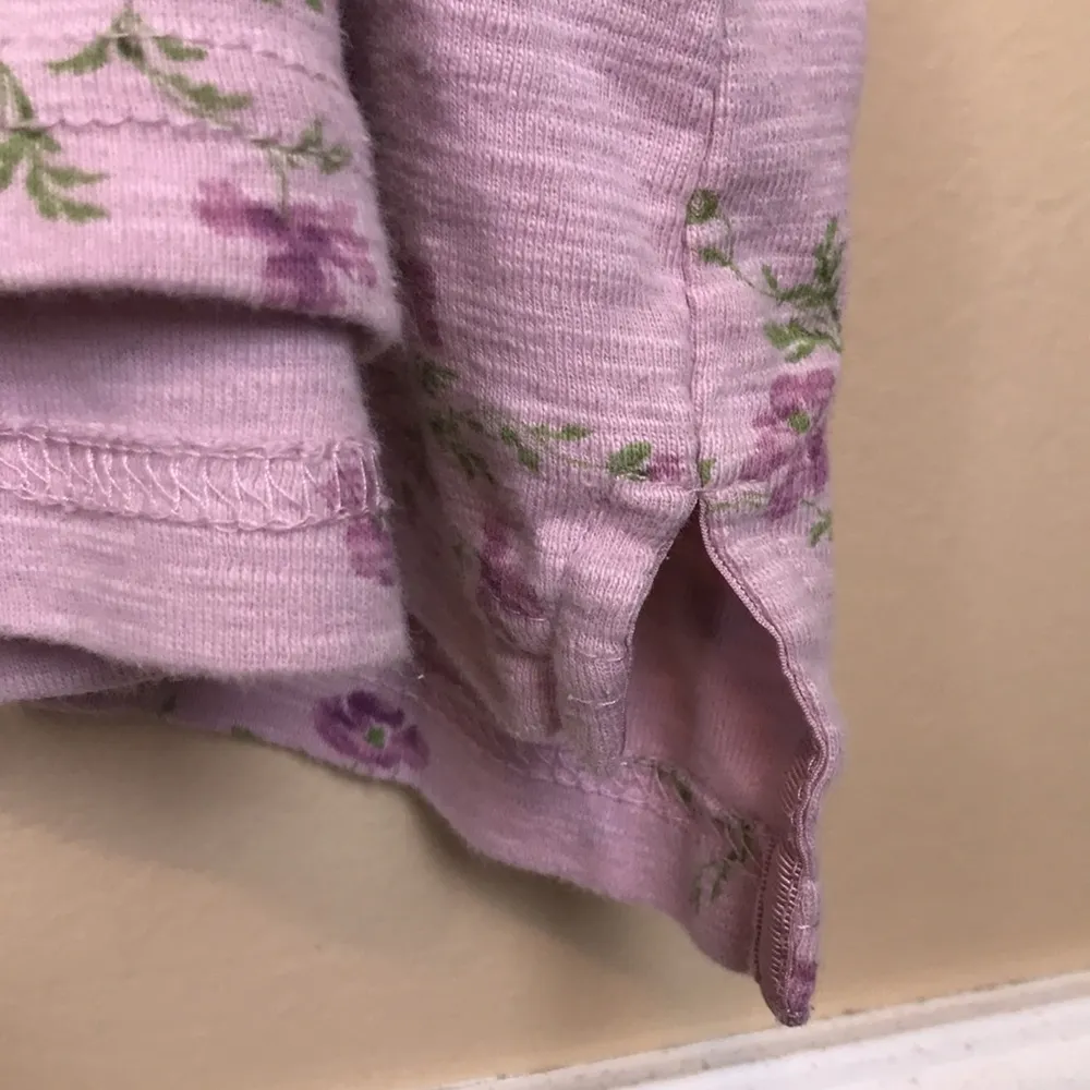 Chaps Women’s Floral Print Purple Quarter Button-Up 7/8 Sleeve Henley Shirt - Image 5