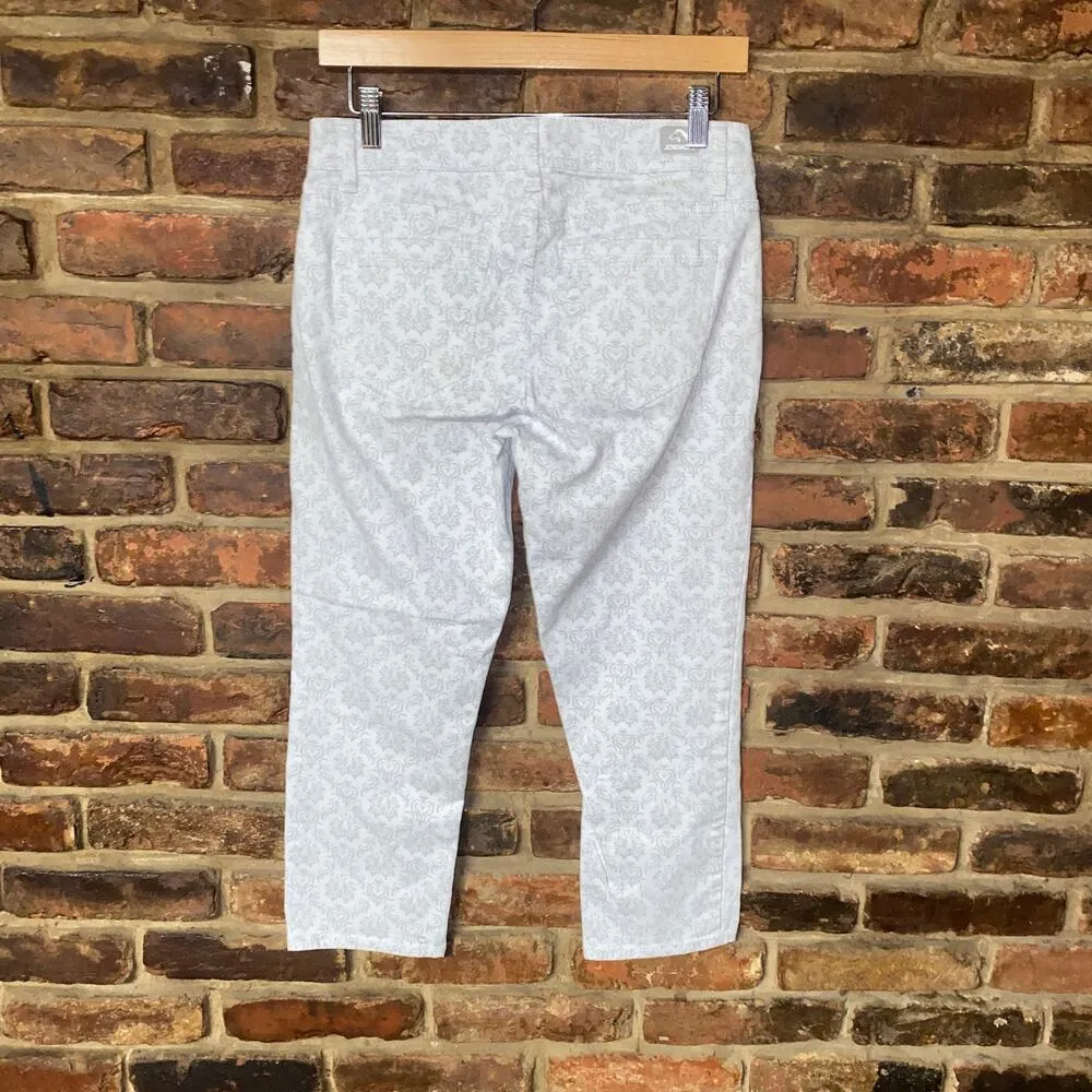 Jordache White Gray Damask Print Wash Denim Skinny Crop Stretch Jeans Size 4 - Image 5