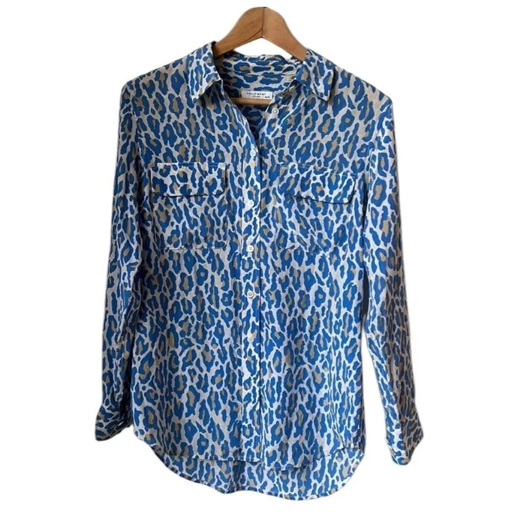 ✨EQUIPMENT Slim Signature Silk Shirt Sz Small Blouse in Regatta Archive Cheetah✨ - Image 5