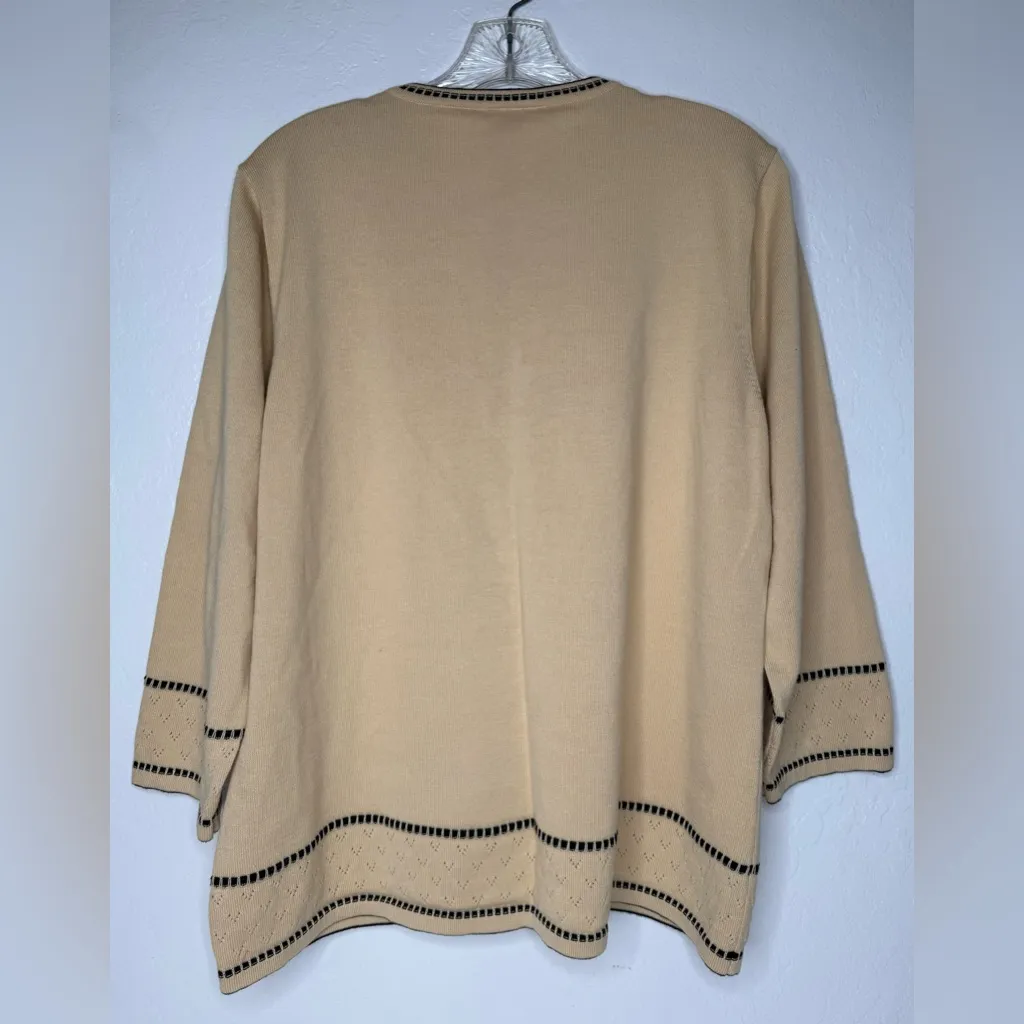 Vtg Liz Claiborne Lizsport Womens Size XL Y2k Snaps Sweater Cardigan Classic Tan - Image 2