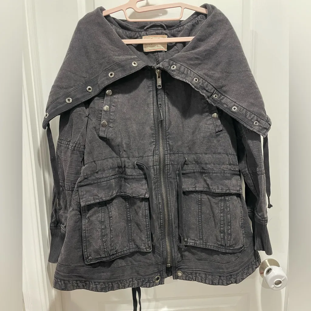 Free People Surplus Future Parka Jacket Size S Black Grunge Gorpcore - Image 4