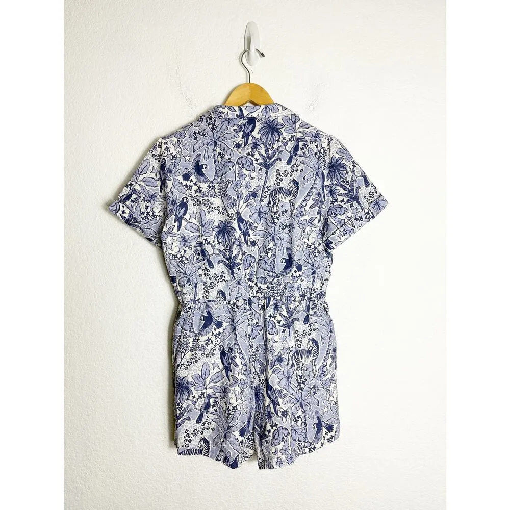 Twosisters The Label Gaia Playsuit Size 8 Tropical Jungle Print Romper Blue - Image 13