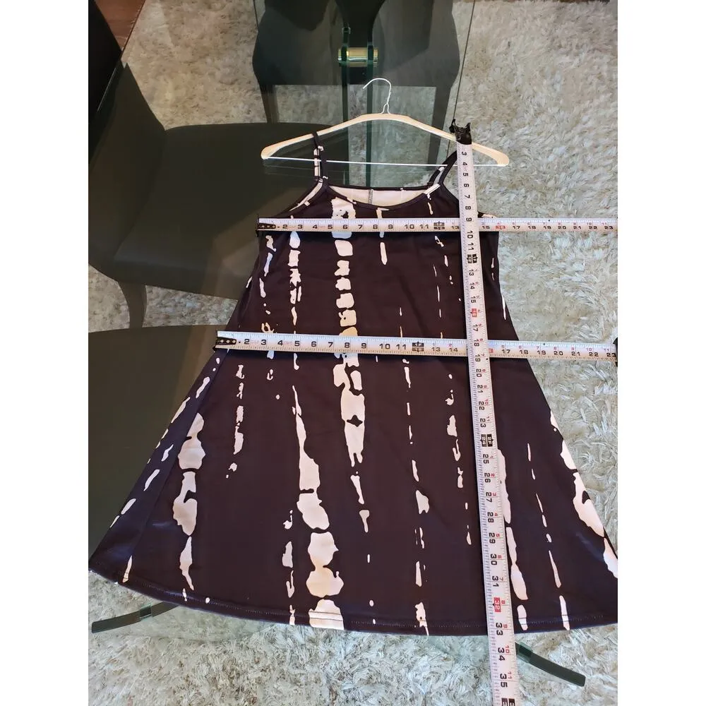 Women's Camisole Dress Medium Black Tie Dye Print Sleeveless Stretch Round Neck - Image 7