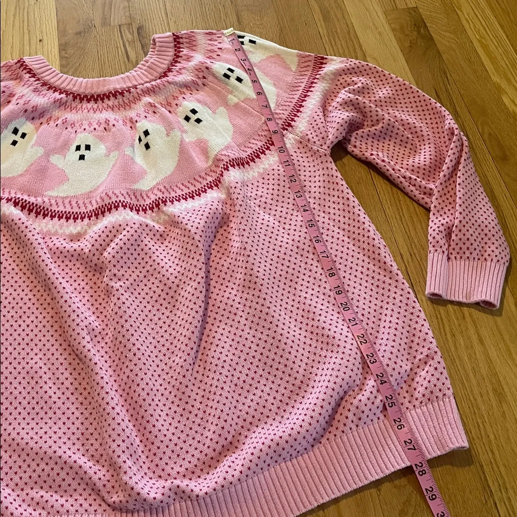 Modcloth You've Been Ghosted Fair Isle Sweater in Pink Sz 3X - Image 5