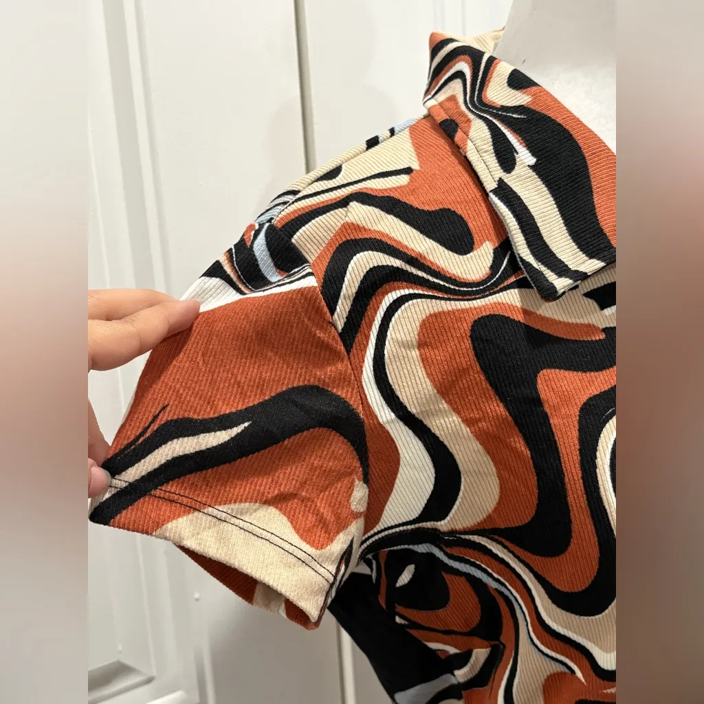 🆕 Birch and Stone Abstract Swirl Dress with Zipper Size L Black Size L - Image 5