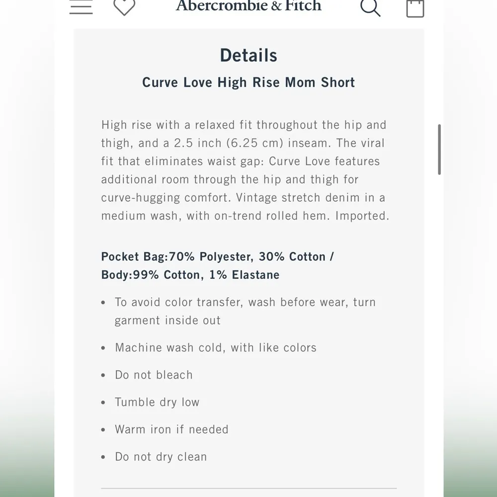 Abercrombie & Fitch Curve Love The 4” Mom Short High Rise - Image 3