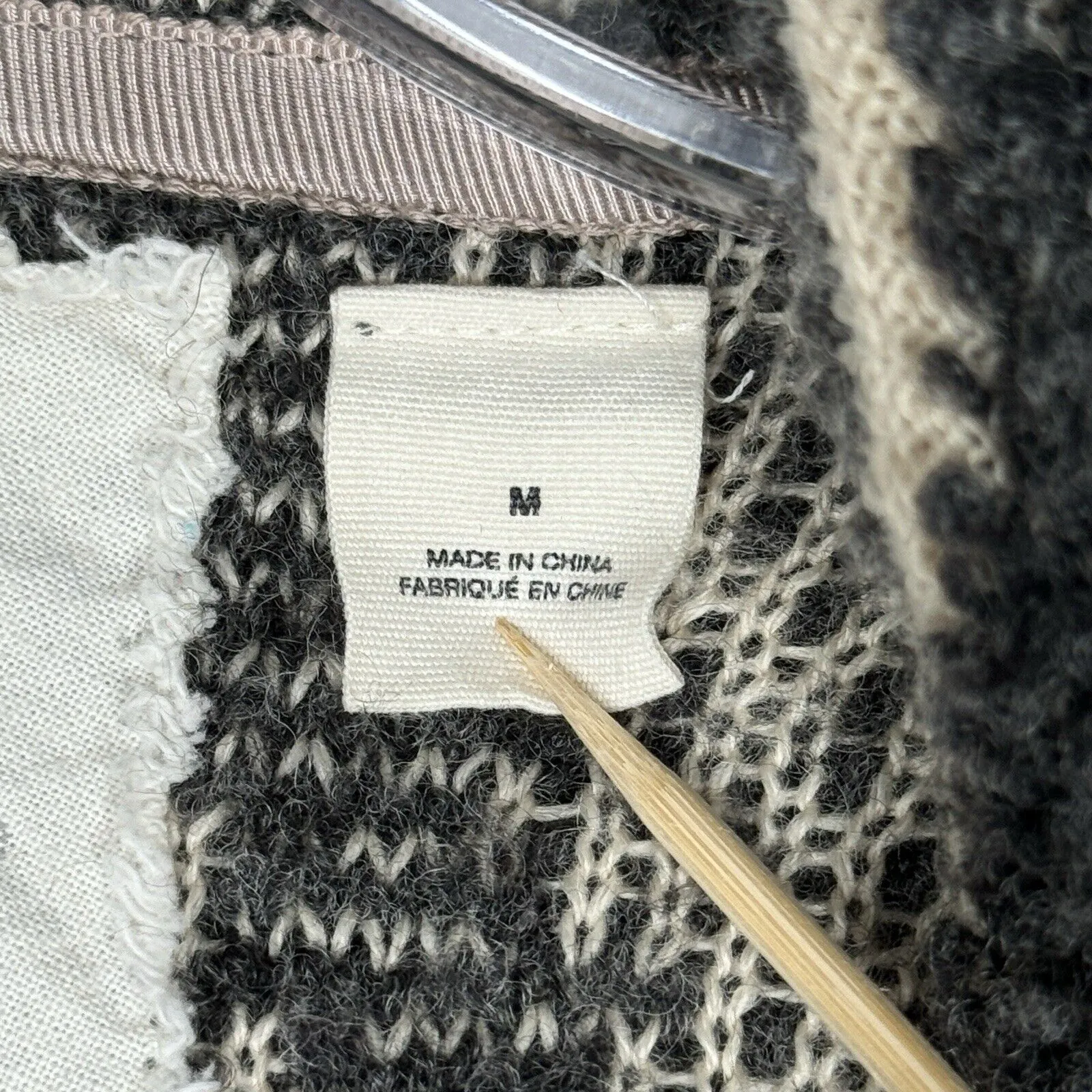 Angel of the North Sweater‎ Womens Medium Gray Black Textured Cardigan Bohemian - Image 6