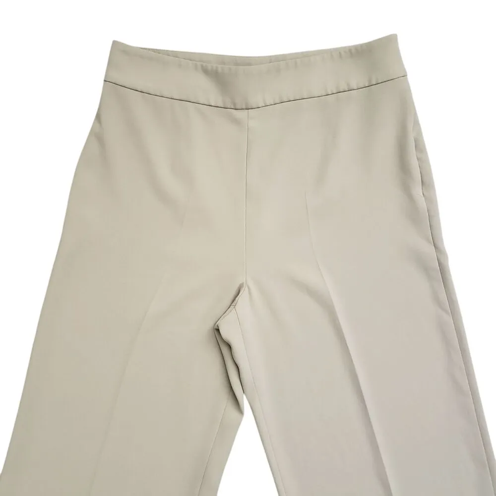 Zara Wide Leg Dress Pants Womens XL Beige High Rise Pullon Trouser Office - Image 3