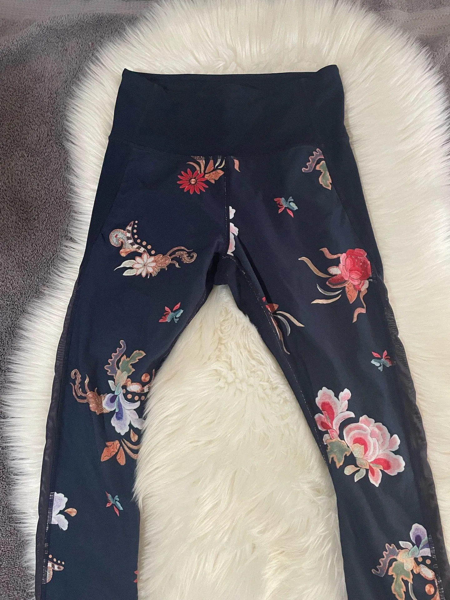 Athleta High Rise Gilded Tux Chaturanga Tight Navy Floral Print Leggings  - Image 6