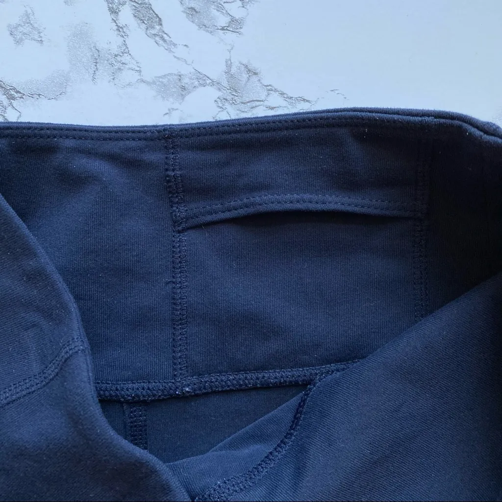 Athleta High Rise Bloom Chaturanga Tights Leggings Navy Floral Side Stripe XS - Image 9