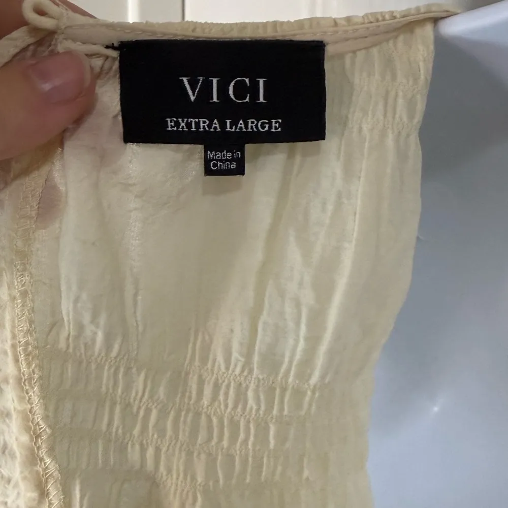 Vici Cream Ruffled Wrap Sundress with Bishop Sleeves - Image 11